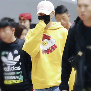 drew笑脸 house小熊拖鞋气球卫衣鹿晗关晓彤同款街头休闲连帽衫潮