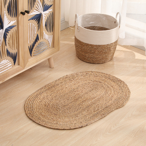定做水芦苇手工编织椭圆形客厅茶几地垫卧室地毯垫摄影装饰草垫子