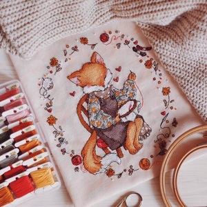 阿芙dmc十字绣套件新款 dw2590 绣花的狐狸  印花