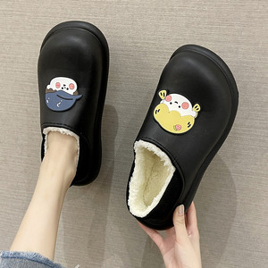 防水外穿棉拖鞋女韩版冬季包跟室内居家防滑厚底卡通可爱毛绒棉鞋