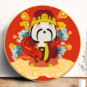 5d钻石画2021满钻新款财神爷客厅卧室玄关水晶点钻贴日式故宫风