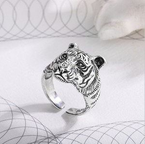 纯银复古戒指男十二生肖老虎指环霸气潮人嘻哈虎头配饰男士礼物