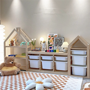 儿童玩具收纳架实木组合置物架客厅宝宝房大容量分类整理储物柜子