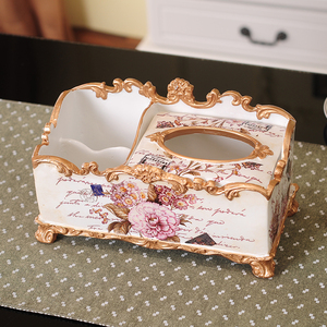 欧式创意纸巾盒美式餐巾抽纸盒家居客厅多功能复古收纳盒茶几摆件