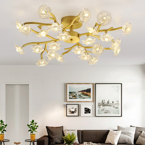 吸顶灯简约现代网红大气家用客厅北欧主卧室创意玻璃梅花树杈灯具