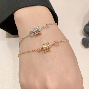 代购bvlgari/宝格丽手链 b.zero1系列 18k玫瑰金 陶瓷 弹簧 手环