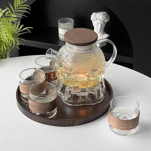 玻璃花茶壶套装日式水果茶壶蒸茶煮茶壶耐高温家用泡茶壶下午茶具