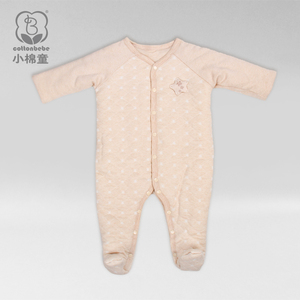 婴儿夹棉连体衣小棉童cottonbebe3-18个月宝宝带脚保暖长爬爬棉服