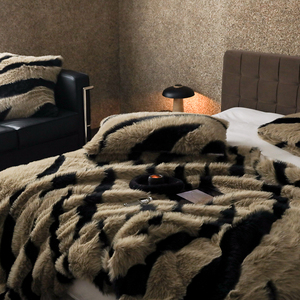 Zijpe~高级都市风阿尔坦时尚皮草毯毛毯单人加厚保暖午睡毯披肩毯