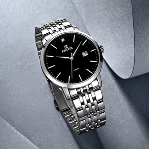 依波手表50290413简约休闲精钢带男士时尚钟表情侣表石英男表5029