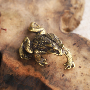 【精工】铜制品纯铜手工小蟾蜍手把件个性茶宠摆件金蟾把玩件青蛙