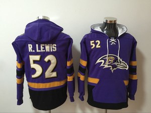 nfl橄榄球服 巴尔的摩乌鸦队ravens52号 ray lewis男式卫衣
