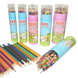彩色铅笔儿童小学生用12色36色48色筒装涂鸦手绘初学者绘画彩铅