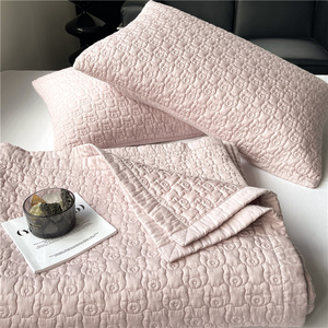 韩国100%全棉面包熊床盖三件套绗缝夹棉加厚床单枕套套件