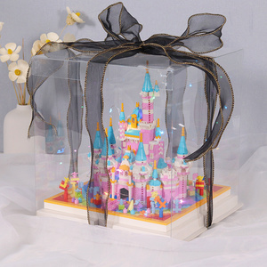 粉色童话城堡大人益智新年礼物微小颗粒魔域积木拼装七夕女孩玩具