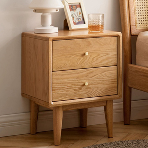 全实木床头柜带抽屉现代简约橡木床边小柜子北欧卧室原木储物柜