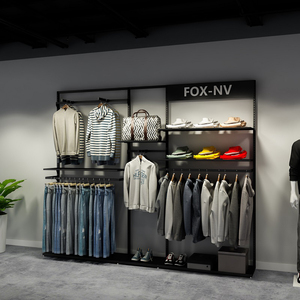 铁艺男装货架陈列架子墙壁挂衣架背板服装店展示上墙架靠墙落地式