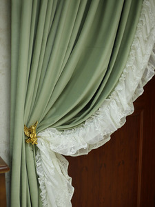 卧室客厅遮光窗帘法式轻奢复古蕾丝美式欧式天鹅绒丝绒布穿杆定制