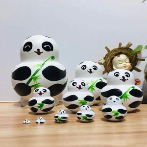 俄罗斯套娃10层小肚子熊猫手工木制玩具女生节日礼物创意摆件
