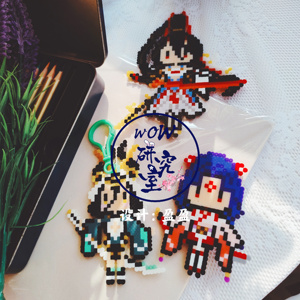 wow研究室原创阴阳师永劫无间赤影妖刀姬拼豆像素挂件周边钥匙扣