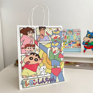 卡通蜡笔小新生日礼物手提袋可爱少女心礼品袋ins手绘风牛皮纸袋