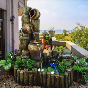 假山流水喷泉阳台水景鱼池造景装饰景观庭院花园水池风水轮水摆件