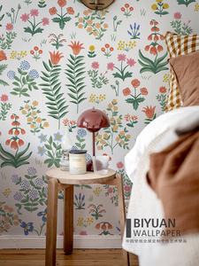 法式清新花朵墙布餐厅卧室无缝满屋壁画定制温馨床头背景墙纸壁纸