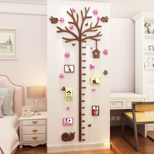 小鸟树屋身高贴亚克力3d立体墙贴客厅儿童房测量身高装饰自粘画