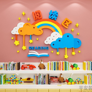 读书图书角阅读区幼儿园环创墙面装饰布置小学教室班级文化墙贴纸