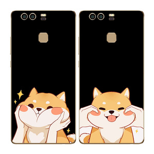 卡通可爱柴犬狗华为mate8/9手机壳情侣p8/9/10plus硅胶防摔软黑壳