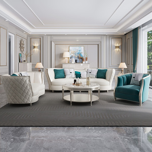 美式轻奢沙发组合客厅大户型现代简约真皮实木高端奢华小别墅家具