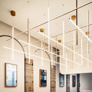 flos款坐标灯吊灯复式楼别墅客厅现代简约大堂沙盘长杆支架大吊灯