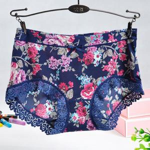 速干女式内裤彩田30605牛奶丝短裤高弹印花中腰短裤三角裤4件包邮