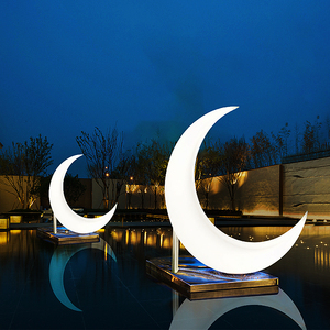 led网红月牙灯室外儿童发光船月亮灯美陈发光秋千婚庆浪漫创意灯