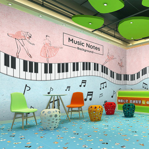 舞蹈教室壁纸个性艺术芭蕾钢琴壁画墙布学校背景墙音乐室墙纸装饰