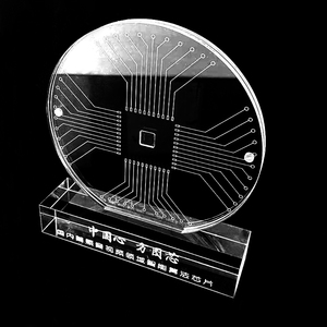 亚克力芯片展示架定制晶圆陈列托架硅晶圆展台硅片收藏展示牌定做