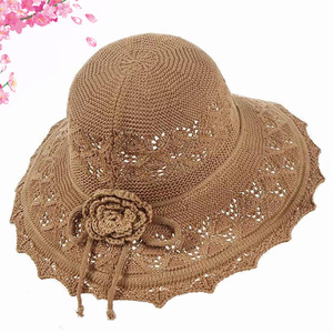 中老年可折叠帽子夏季女士遮阳防晒太阳帽大帽檐妈妈针织凉帽盆帽