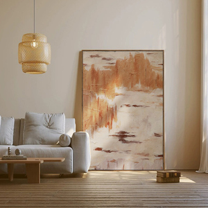 抽象客厅沙发背景墙挂画日式原木极简玄关装饰画侘寂风肌理落地画
