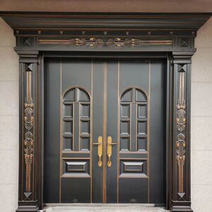 别墅大门双开门家用乡村进户门农村中式自建房入户锌合金堂屋大门