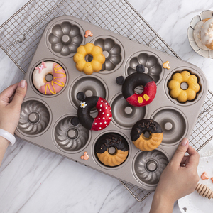 魔幻厨房12连蛋糕模具甜甜圈模具烤箱家用小蛋糕烘焙卡通烤盘工具