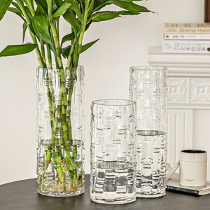 花瓶富贵竹专用玻璃插花摆件客厅水培落地竹子龙柳水晶大号转运竹