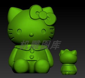 三维立体图圆雕图3d打印stl文件卡通动画 KT猫摆件 雕刻机3d模型