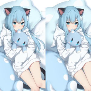 猫羽雫等身t恤猫耳美少女男女猫娘猫咪蓝发萝莉动漫短袖衣服定制
