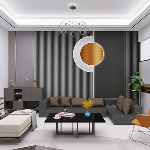 电视沙发背景墙壁纸无缝影视墙布客厅卧室几何灰色木格栅墙纸自粘