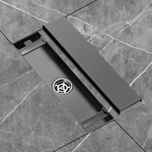 枪灰色隐形地漏可镶砖长条形304不锈钢浴室淋浴房防臭隐藏排水槽