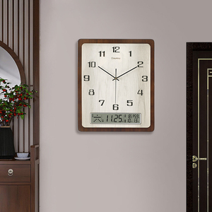 TIMESS实木钟表挂钟客厅大气家用木质2024新款现代轻奢创意壁挂表