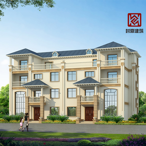 双拼三层半兄弟联排别墅主体全套建筑施工图纸四层欧式大气别墅图