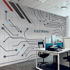 3d立体公司前台logo背景墙蓝色科技感墙纸办公室健身房电竞壁纸