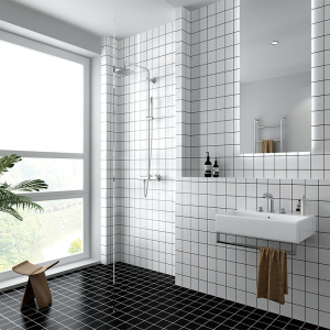 北欧厨房300x600面包砖简约黑白格子瓷砖白色厕所卫生间墙砖地砖