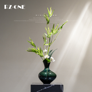 Rzone 新中式陶瓷花瓶青釉桌面玄关电视柜茶日式花艺软装饰品摆件